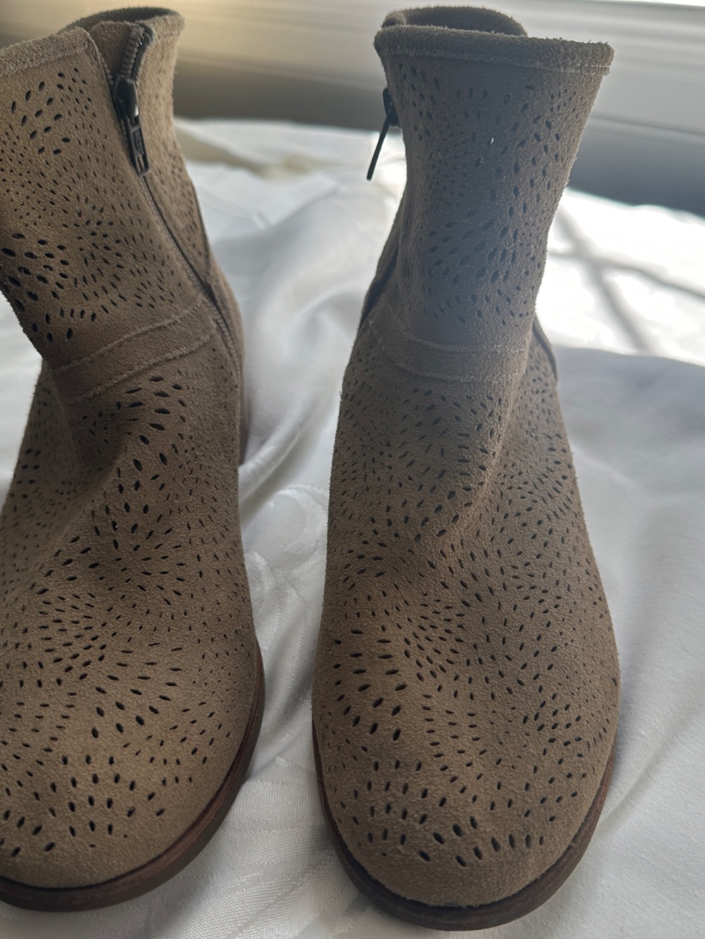 UGG Taupe Perforated Suede Ankle Booties